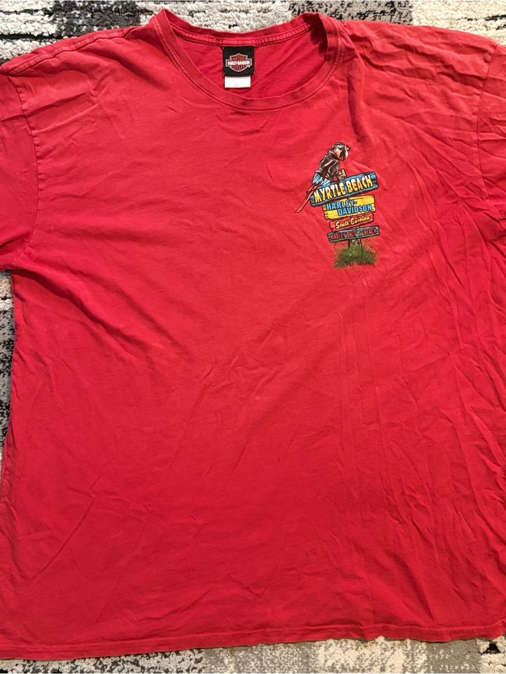 Harley-Davidson Red Short Sleeve Tee with Myrtle Beach Graphic